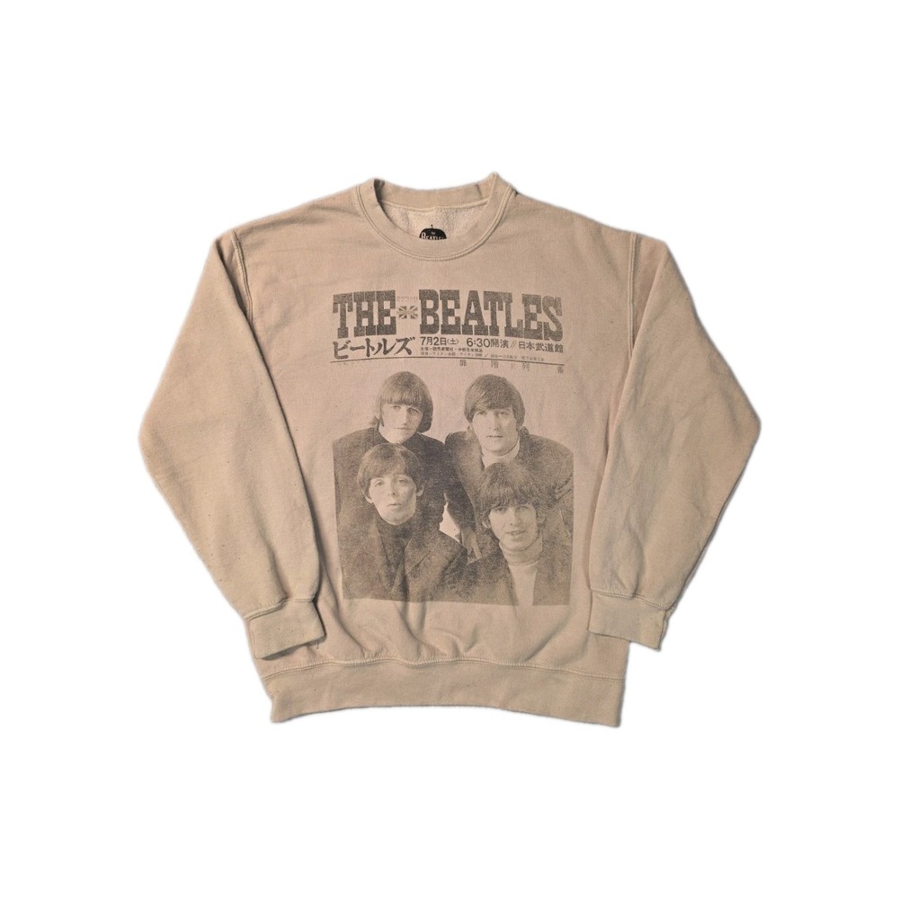 The Beatles 1966 Japan Tour Ticket Graphic Cream Size M Crewneck Sweatshirt